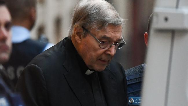 Cardinal George Pell leaves the Supreme Court of Victoria, in Melbourne, yesterday. Picture: AAP