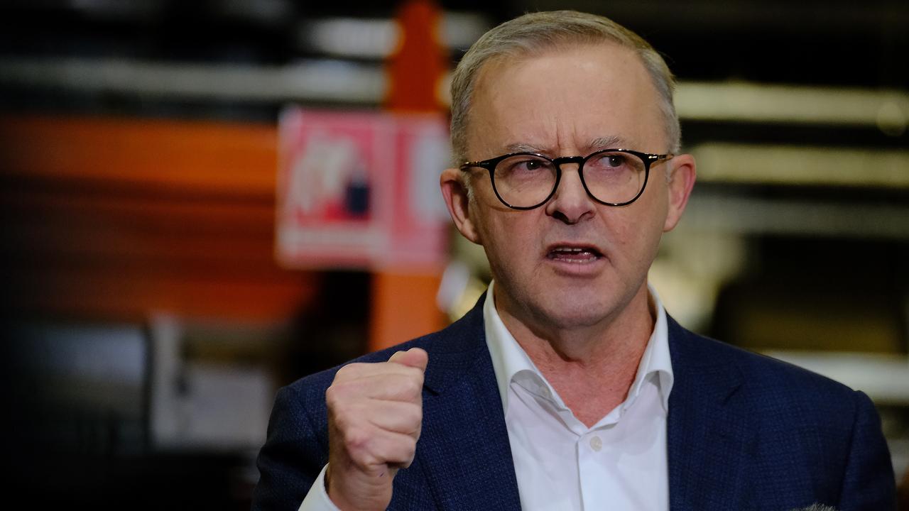Opposition Leader Anthony Albanese says he will put in a submission for a wage rise for minimum wage workers, but not for public service. Picture: NCA NewsWire / Luis Enrique Ascui