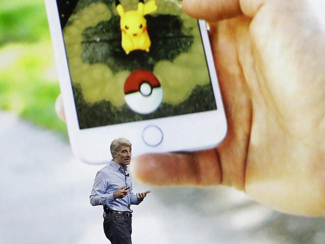 Mr Federighi announcing augmented reality features for the new iPhone. Picture: Marcio Jose Sanchez/AP