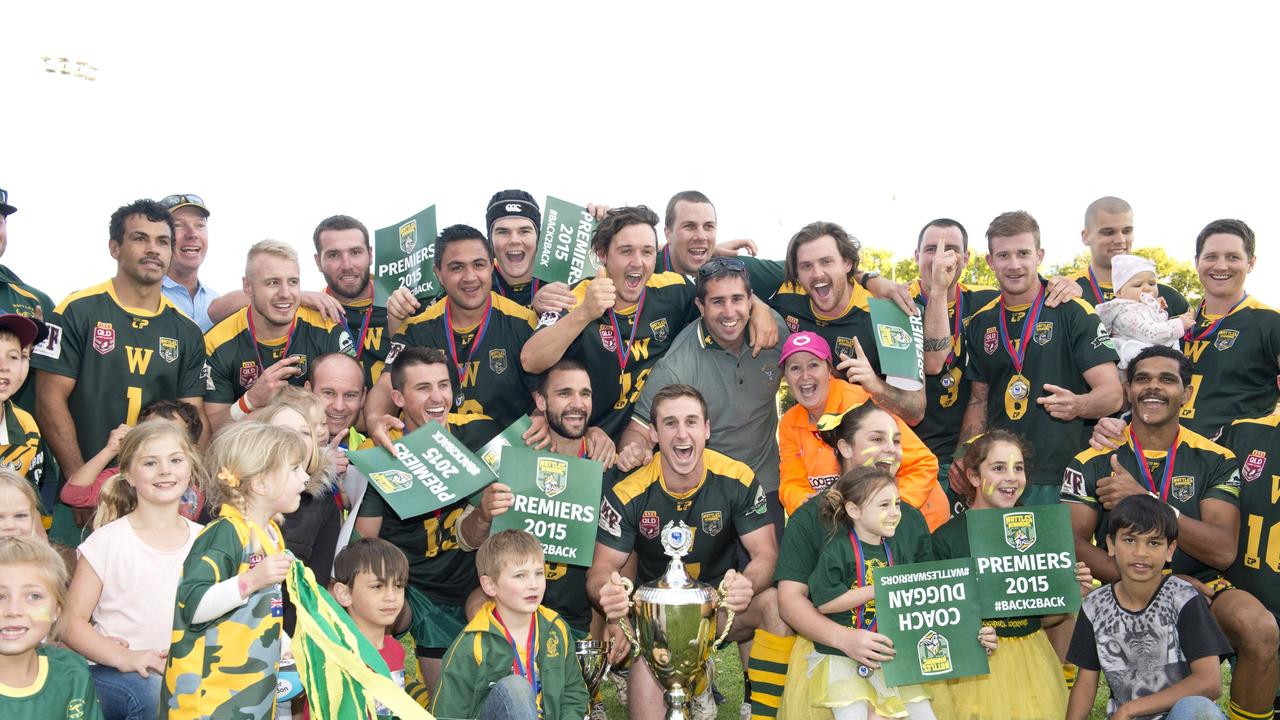 The victorious Wattles team. TRL Grand Final, Wattles vs Dalby Diehards. Sunday, Sep 27, 2015. Photo Nev Madsen / The Chronicle