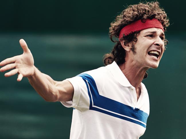 Shia LaBeouf (as John McEnroe) in a scene from film Borg vs McEnroe