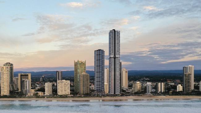 Artist impression of Pacific, a twin supertower project proposed for Surfers Paradise on the Gold Coast by Meriton’s Harry Triguboff