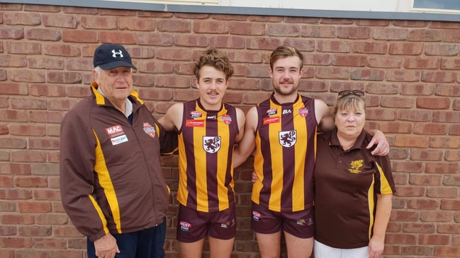 Harlee Chandler (middle, left) with brother Jesse Chandler. Picture: Western Eyre Football League