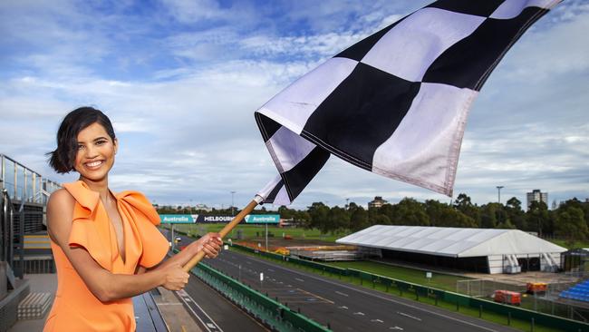 Miss Universe Australia Priya Serrao was the face of the Australian Grand Prix 2020. Picture: Sarah Matray