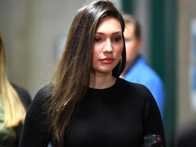 Jessica Mann arrives for the first of two days of testimony. Picture: AFP