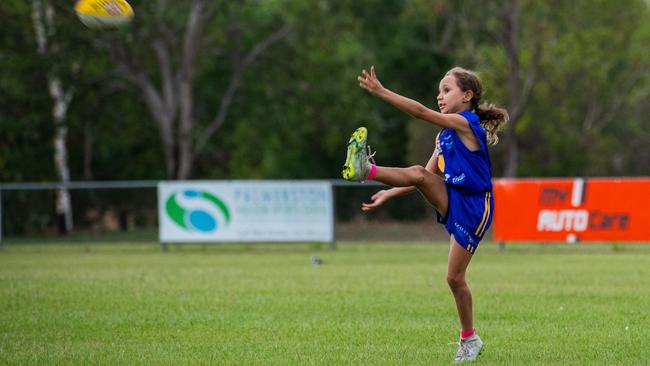 Under-10s compete in the first Darwin Buffaloes NTFL home game against Wanderers at Woodroffe Oval. Picture: Pema Tamang Pakhrin