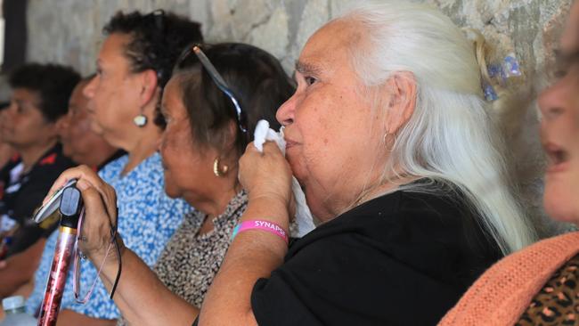 Cynthia Williamson weeps during the send off for Alfred Neal. Picture: Peter Carruthers