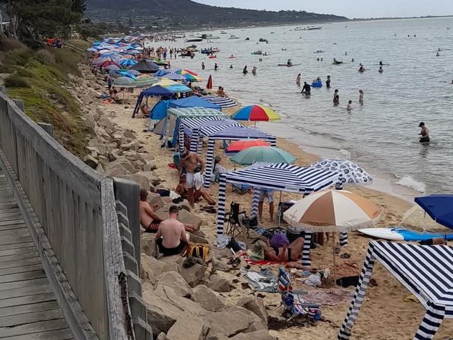 Cabanas have been abundant on beaches in the Mornington Peninsula. Picture: Facebook