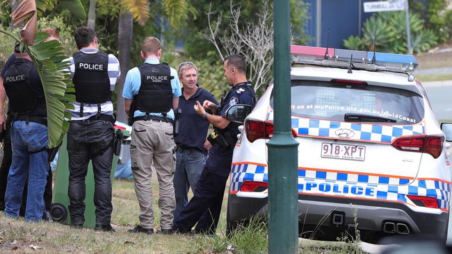 Police at the scene of a bikie related shooting in Upper Coomera. Picture Glenn Hampson.