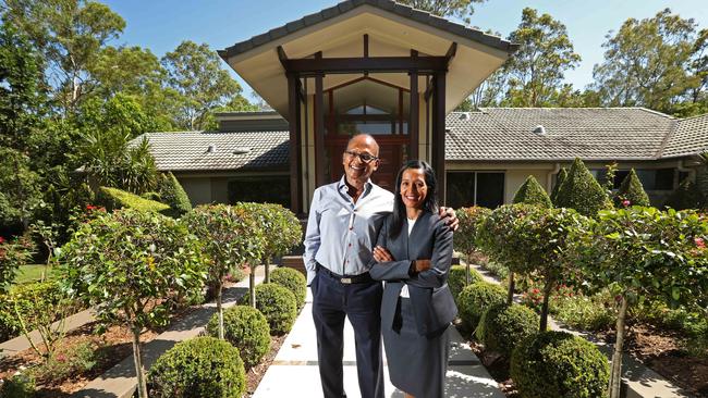 Maha Sinnathamby and his daughter Raynuha at the family home in Chapel Hill. Picture: Lyndon Mechielsen/The Australian