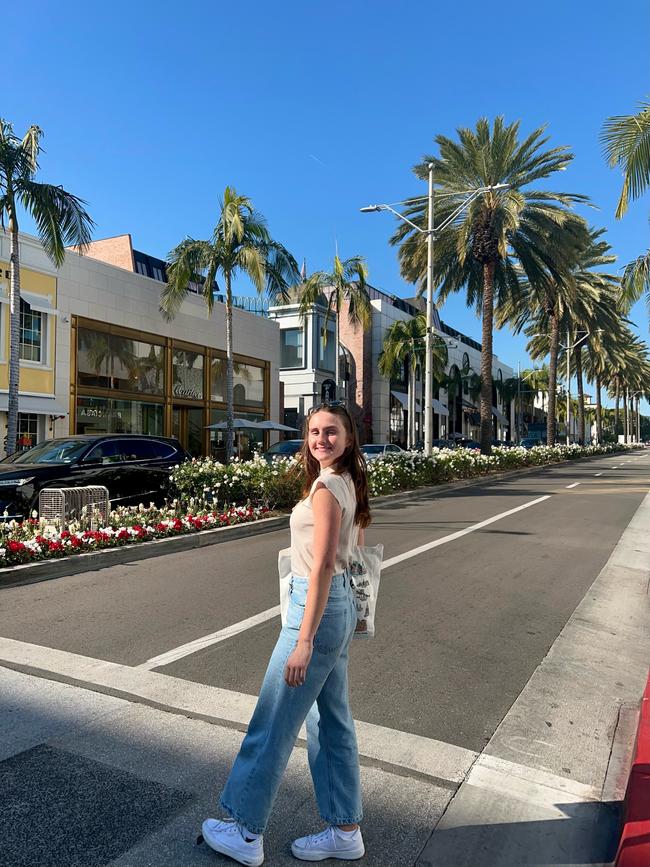 Paris on Rodeo Drive in Beverly Hills moments before she was rushed to hospital. Picture: Supplied by family