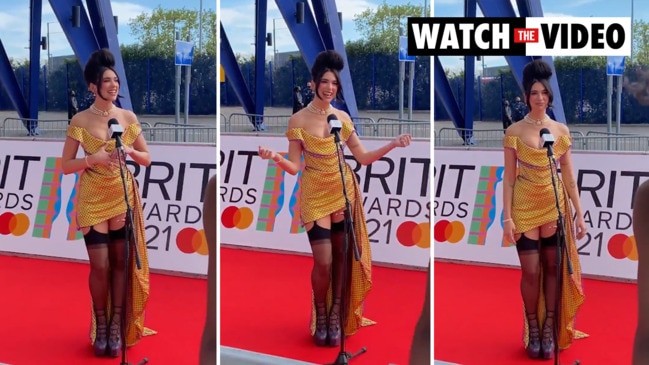 BRIT Awards 2021: Dua Lipa stuns in red carpet minidress