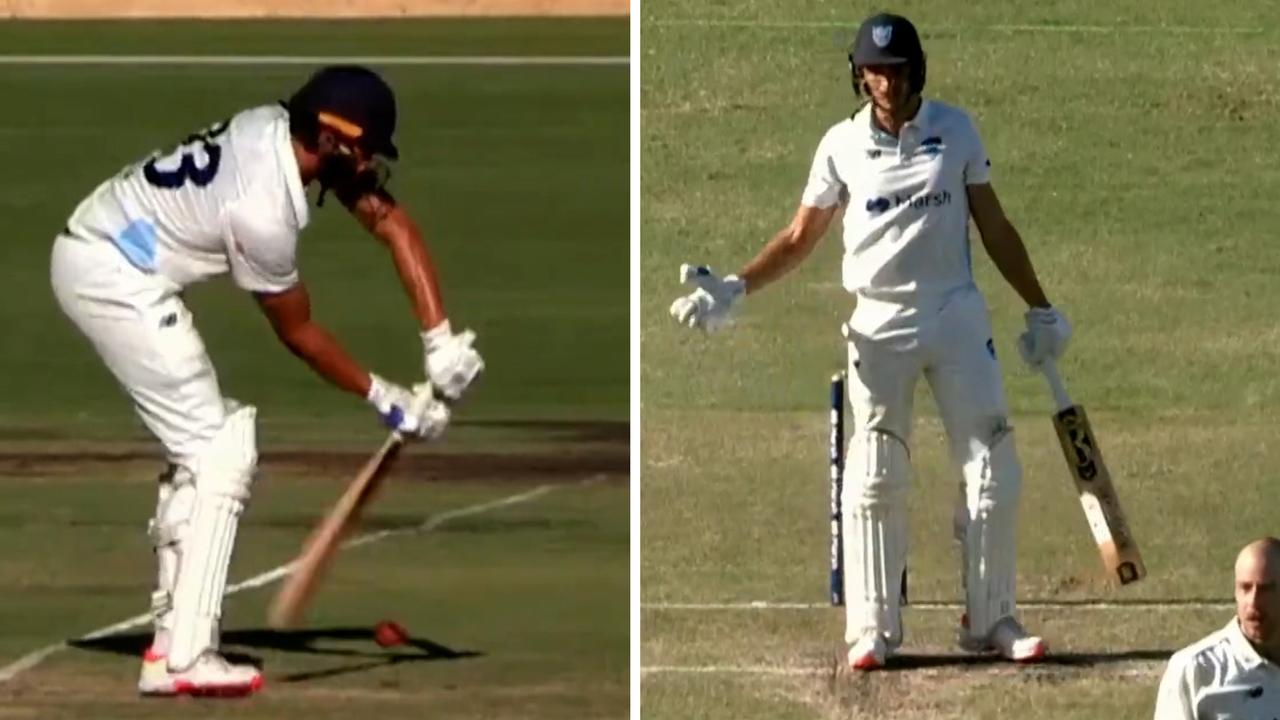 There was drama in the Shield clash between NSW and WA when Chris Green defended his wicket using his bat.
