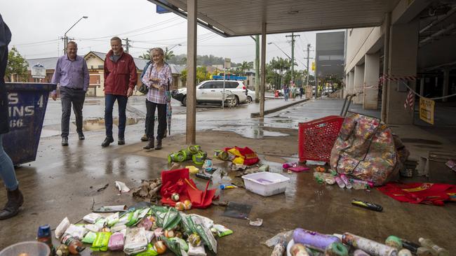 Labor leader Anthony Albanese meets locals in flood stricken town of Lismore last week. Picture: Liam Mendes / The Australian