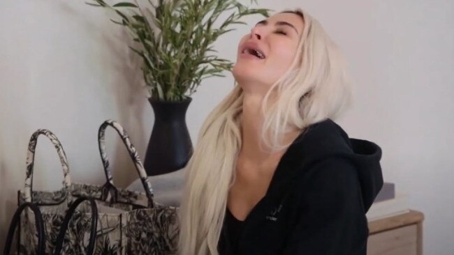 Kim Kardashian appears to sob over Pete Davidson breakup. Picture: Hulu