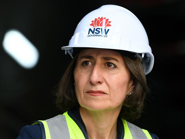 NSW Premier Gladys Berejiklian during a tour of the Sydney Metro site at Marrickville in Sydney, Thursday, March 14, 2019. (AAP Image/Joel Carrett) NO ARCHIVING