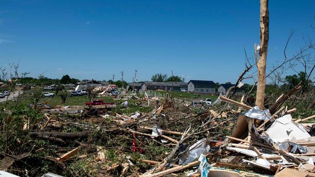 Severe storms and tornadoes have resulted in over 25 deaths across Missouri, Kentucky, and Virginia, with extensive damage in affected areas. Pictured here is London, Kentucky. Picture: Getty Images via AFP