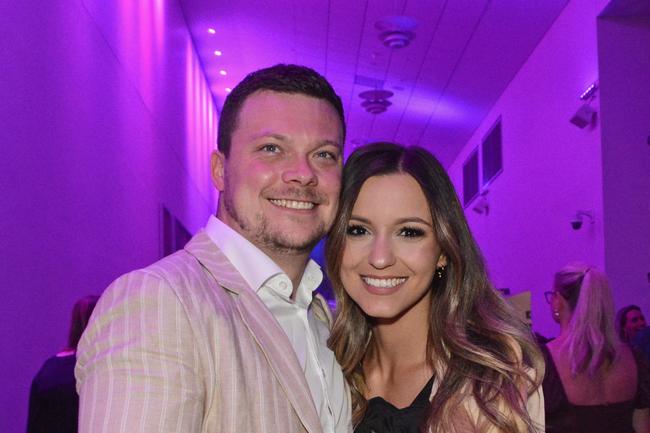 Jake Bowcock and Sara Cupovic at ‘Deck the Halls’ Christmas celebrations at GCCEC, Broadbeach. Pic: Regina King