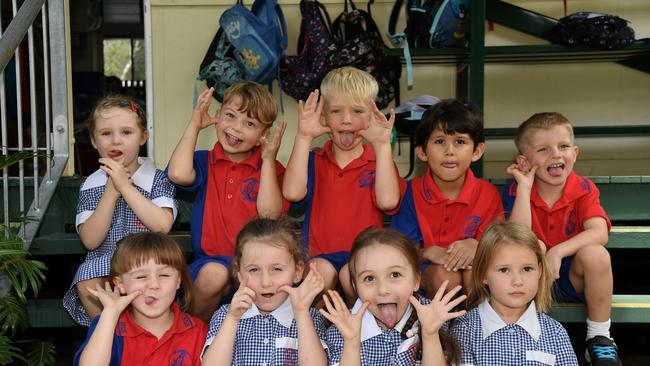 MY FIRST YEAR: Funny faces. Beerburrum State School Preps. Picture: Patrick Woods.