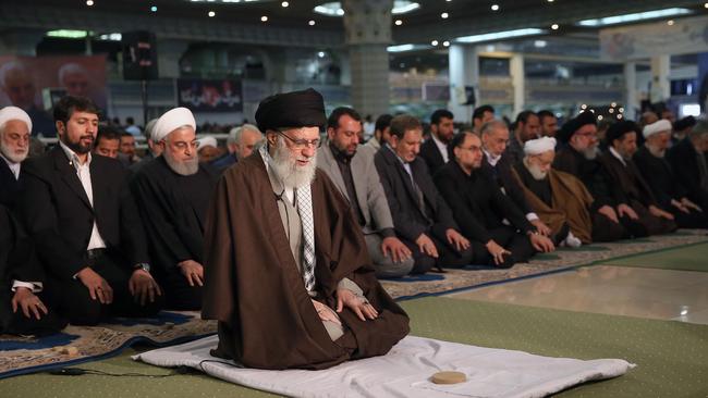 Iran's Supreme Leader Ayatollah Ali Khamenei at the capital Tehran’s Grand Mosallah.