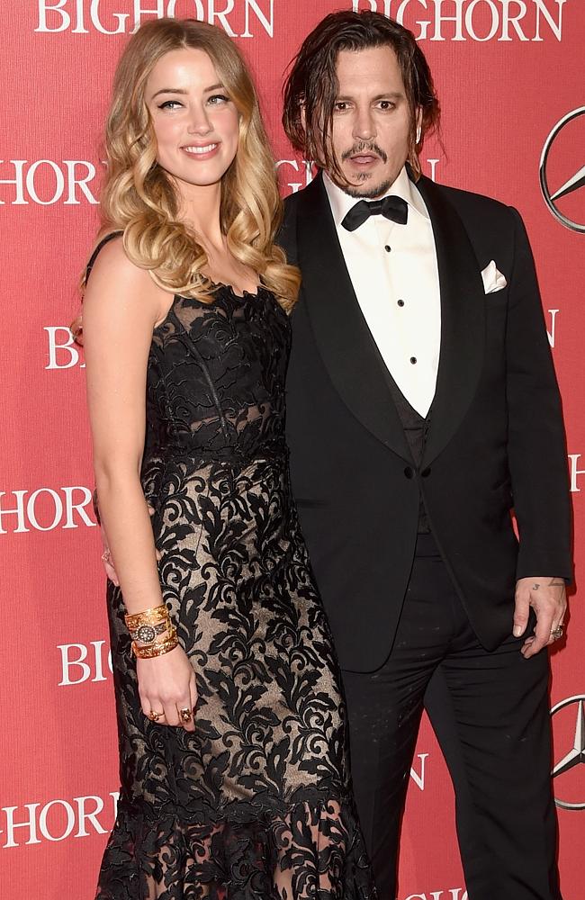 Actors Amber Heard (L) and Johnny Depp attend the 27th Annual Palm Springs International Film Festival Awards Gala at Palm Springs Convention Center on January 2, 2016 in Palm Springs, California. Picture: Jason Merritt/Getty Images for PSIFF