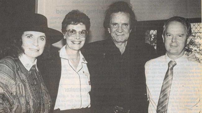 ohnny Cash and June Carter Cash with former Blue Nursing Supervisor Pat Neilsen and administrator Peter Lee - the beginnings of Stanthorpe&#39;s Johnny Cash Country Music Festival. Picture: File