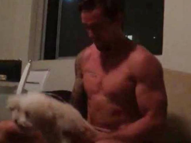 Mitchell Pearce was filmed on an iPhone simulating a sexual act on a dog. Picture: Diimex