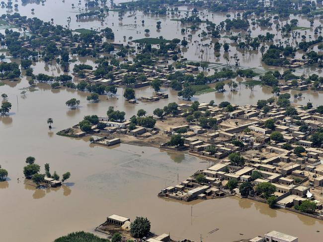 The flooded area of Peer Kot in Jhang, central Punjab province.