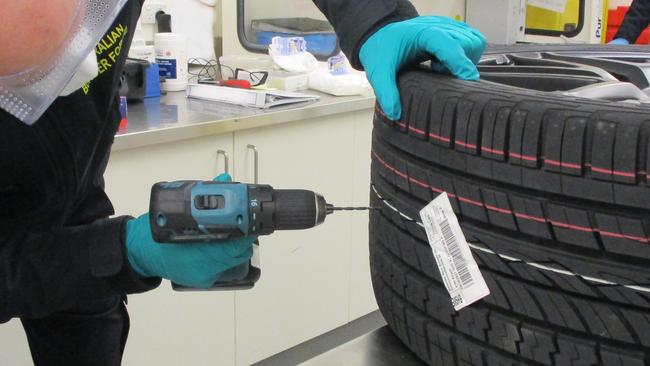 The AFP has charged four West Australians during an investigation into a transnational drug trafficking syndicate after 66kg of cocaine – worth about $23.7 million – was hidden in four car tyres imported from Switzerland.