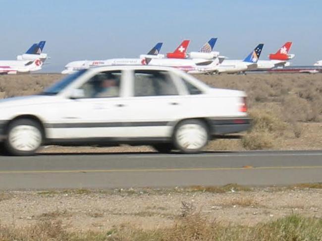 This photo taken in the United States shows an Ansett jet warehoused in the desert after the airline's collapse. Picture: Neale Maynard