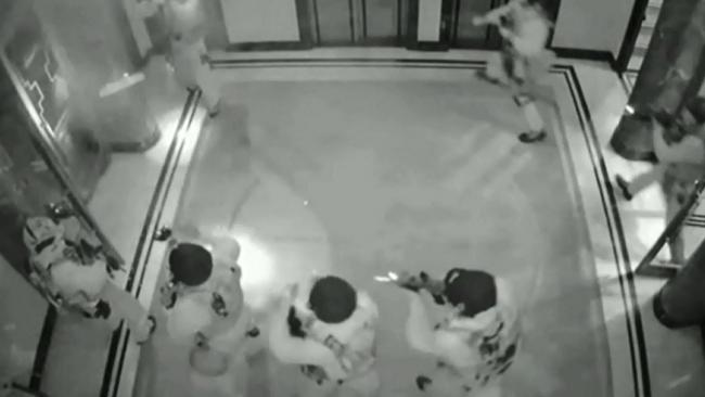 CCTV showing the moment the tactical operations unit storm the Lindt cafe in Martin Place killing Man Haron Monis. Picture: Supplied