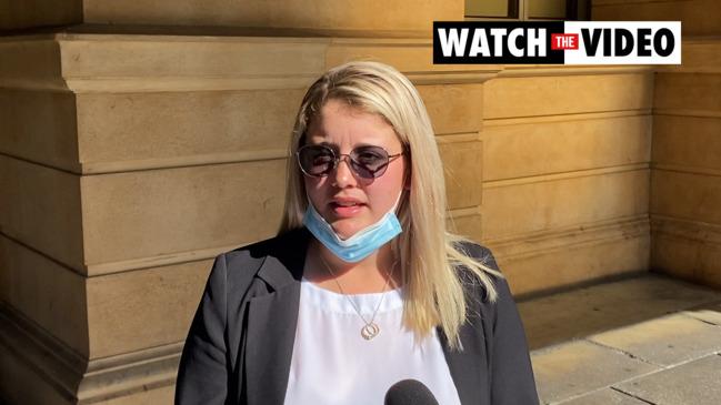 Chloe Lyons, a victim of road rage, outside the District Court