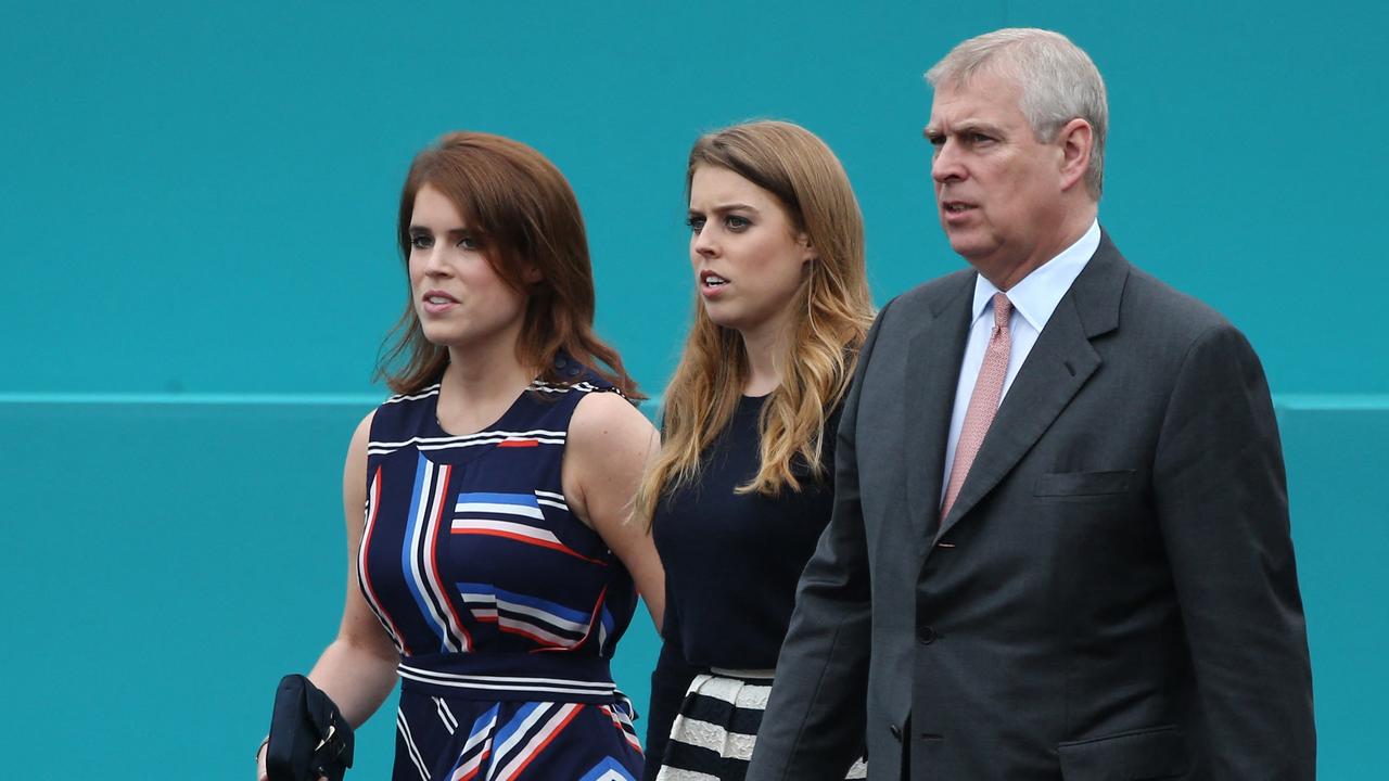 Princesses Eugenie and Beatrice and the Duke of York, Prince Andrew. Picture: Justin Tallis/AFP