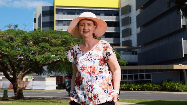 Queensland health minister Yvette D'Ath in front of the Cairns Hospital. Photo: Brendan Radke