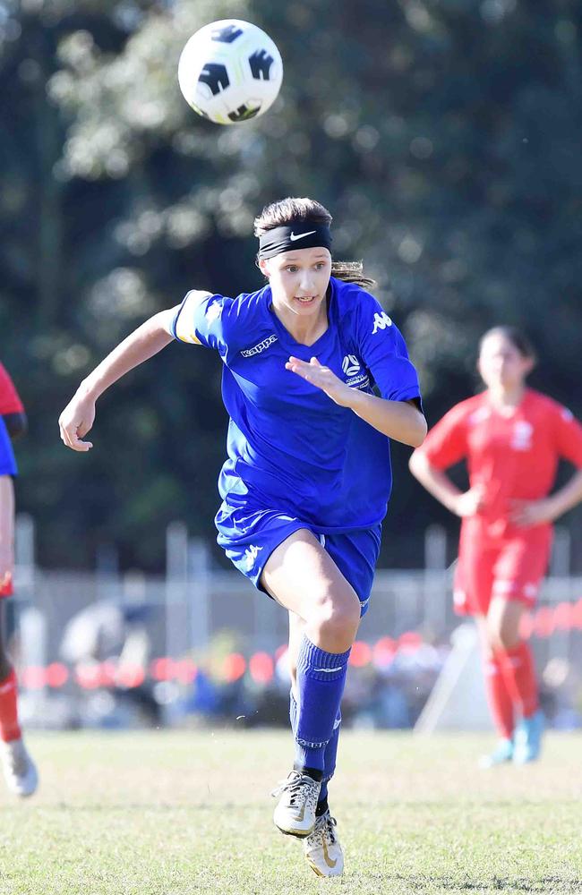 Football Queensland Community Cup carnival, Maroochydore. U15-17 girls, Metro South V Central Coast. Picture: Patrick Woods.