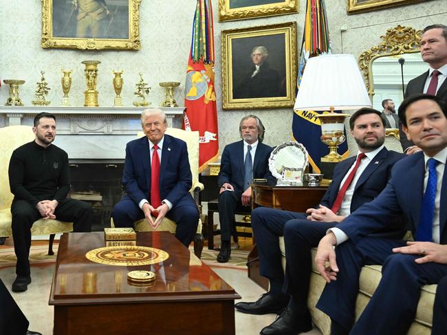 Donald Trump and Volodymyr Zelensky during their now infamous Oval Office clash. Picture: AFP