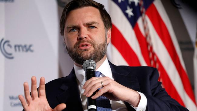 US Vice President JD Vance delivers remarks to the Munich Leaders Meeting, hosted by the Munich Security Conference, at the Willard Hotel on May 07, 2025 in Washington, DC. (Photo by Kevin Dietsch / GETTY IMAGES NORTH AMERICA / Getty Images via AFP)