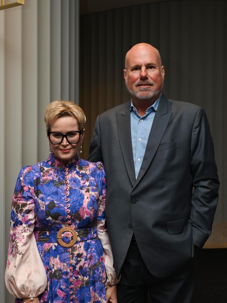 Amanda Blight and Andrew Cooke at The Advertiser Sunday Mail, SkyCity 2023 Woman of the Year Awards. Picture: Naomi Jellicoe