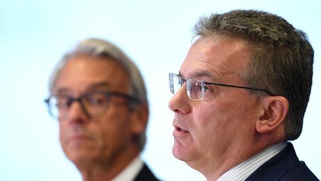 FFA CEO David Gallop and chairman Chris Nikou. Pic: AAP 