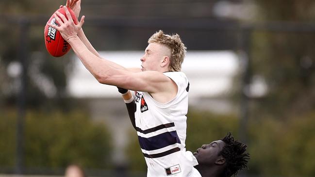 Nate Caddy is a strong marking key forward and top AFL draft prospect this year. Picture: Getty Images