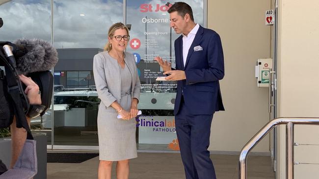 Outgoing Liberal leader Libby Mettam with the likely next Liberal leader Basil Zempilas. Picture: Paul Garvey