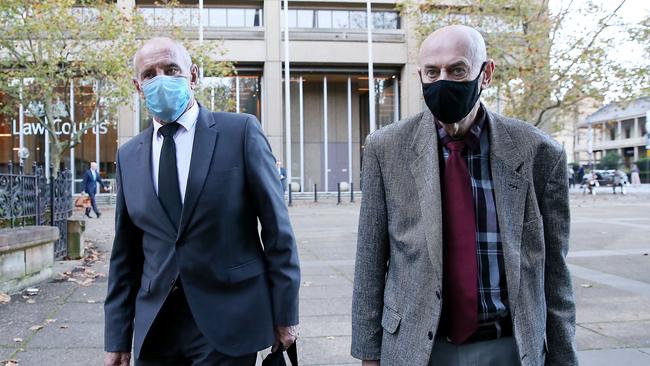 Chris Dawson and his brother Paul leave the NSW Supreme Court in Sydney on Monday. Picture: Jane Dempster