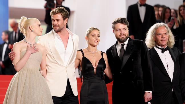 Anya Taylor-Joy, Chris Hemsworth, Elsa Pataky, Tom Burke and Doug Mitchell depart the "Furiosa: A Mad Max Saga" Picture: Getty Images