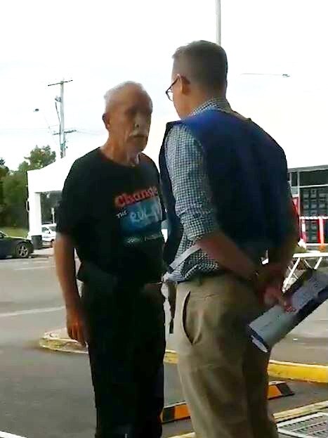 A still image the video showing a man believed to be a Labor supporter involved in a foul-mouthed tirade.