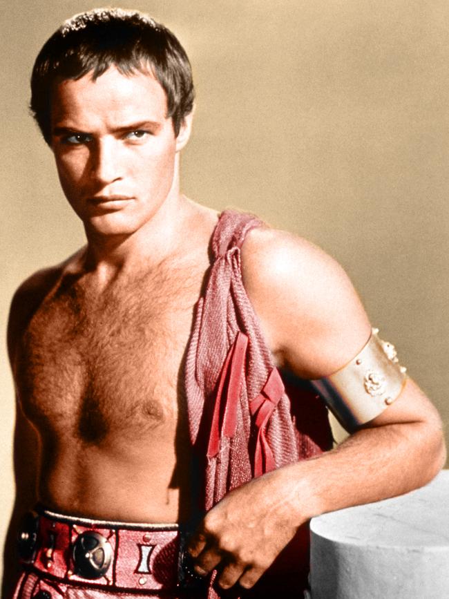 Actor Marlon Brando as Marc Antony in a scene from the 1953 film version of William Shakespeare's 'Julius Caesar'.