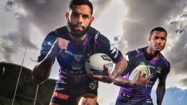 Josh Addo-Carr and Suliasi Vunivalu have been standouts for Melbourne. Picture: Tony Gough