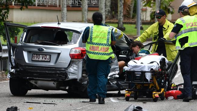 the scene of an alleged hit-and-run accident involving two vehicles on Chamberlain Street, Ingham in January this year. The Ingham Ambulance Service is marking its centenary of service to the Hinchinbrook community on Monday, May 26, 2025. Picture: Cameron Bates