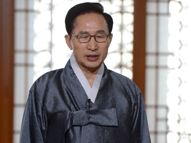 Lee Myung-bak during his time as president of South Korea. Picture: AAP/Yonhap