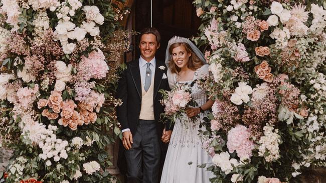 Princess Beatrice and Edoardo Mapelli Mozzi leave The Royal Chapel of All Saints at Royal Lodge, Windsor after their wedding on July 17. Picture: Benjamin Wheeler