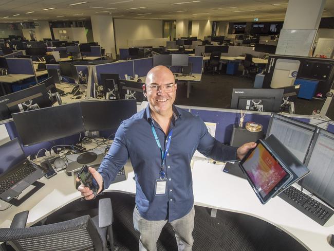 Telstra centre manager Torstyn Cole said his team had been moving very quickly to put in place alternative solutions for customers. Picture: Rob Leeson.